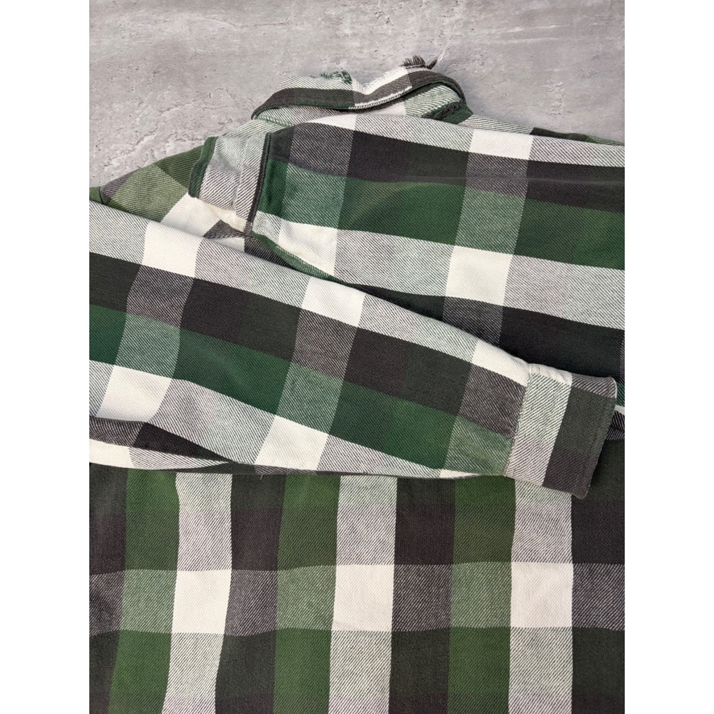 Vintage 90s Work N' Sport Pearl Snap Flannel Long Sleeve Button Up Shirt Sz 2XL