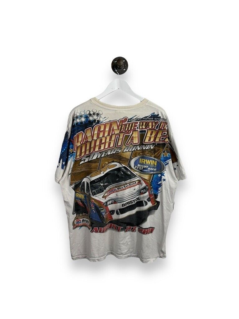 Bristol Motor Speedway Nascar Racing All Over Print Graphic T-Shirt Size 2XL