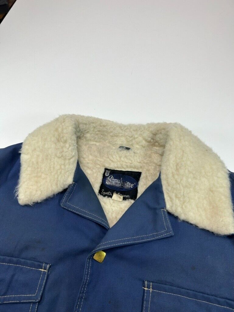 Vintage 70s/80s Shanhouse Sherpa Lined Double Pocket Cropped Jacket Sz 42 Small