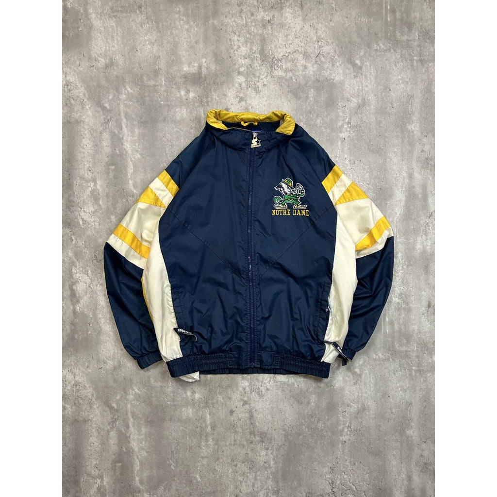 Vintage 90s Notre Dame Fighting Irish NCAA Starter Windbreaker Jacket Sz Medium