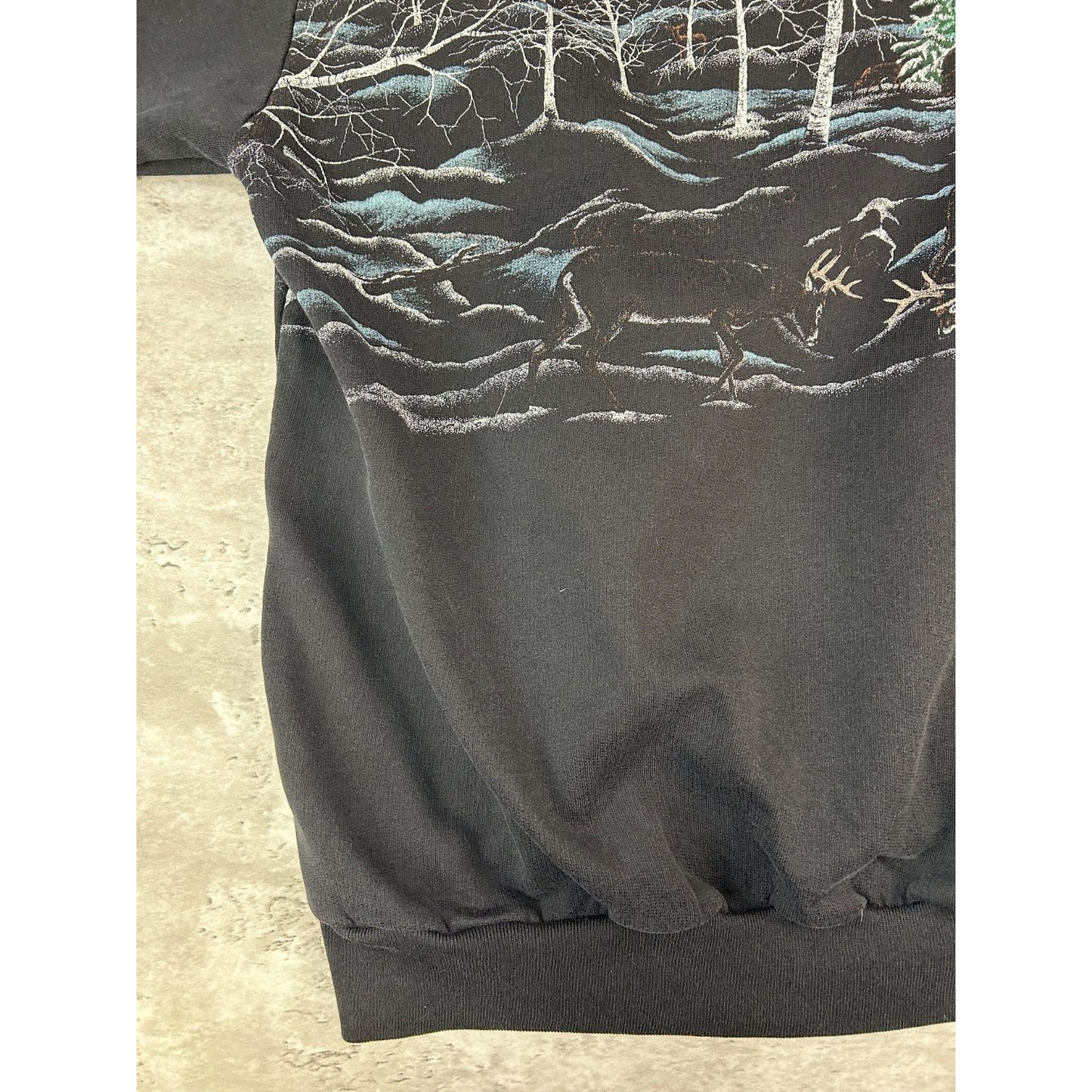 Vintage 90s Deer Nature All Over Print Collared Animal Sweatshirt Size Large
