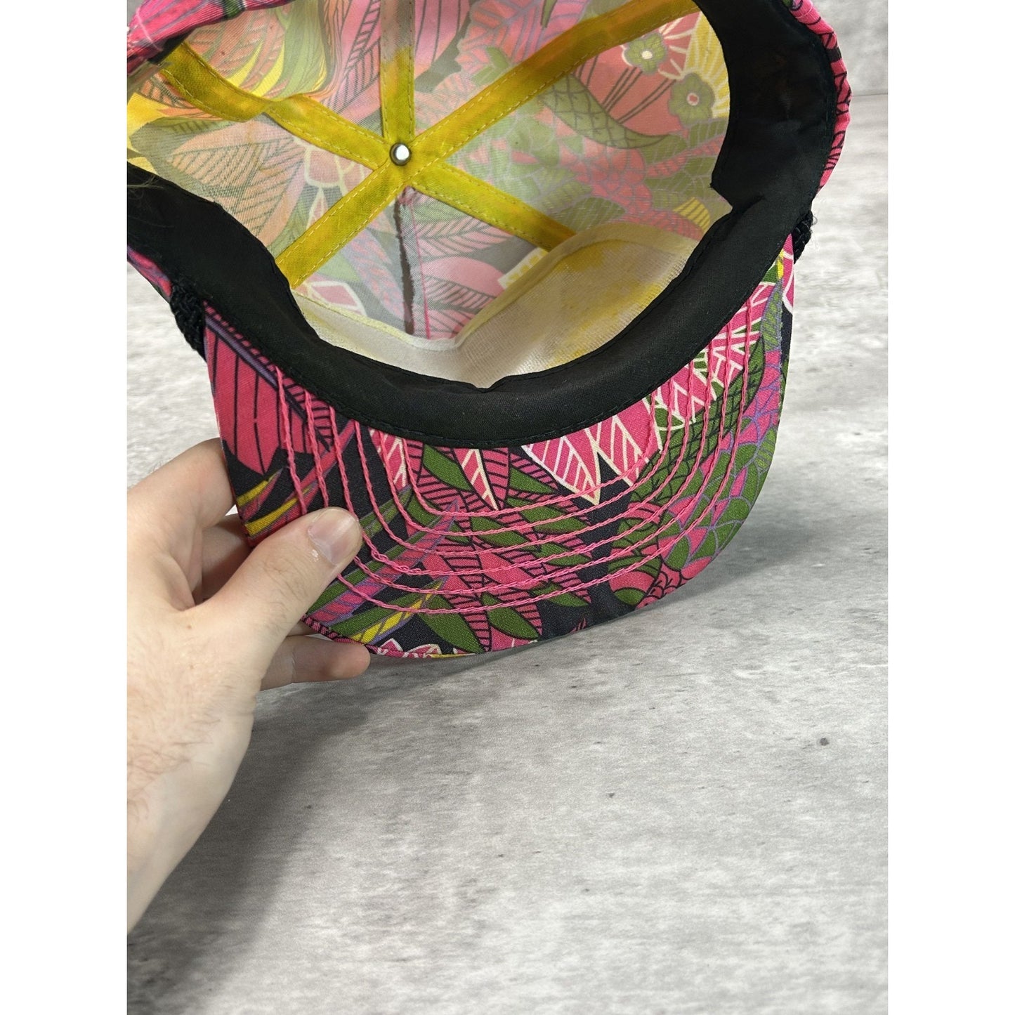 Vintage 90s Klein Dickert Glass Graphic Floral Print Snapback Hat OSFA