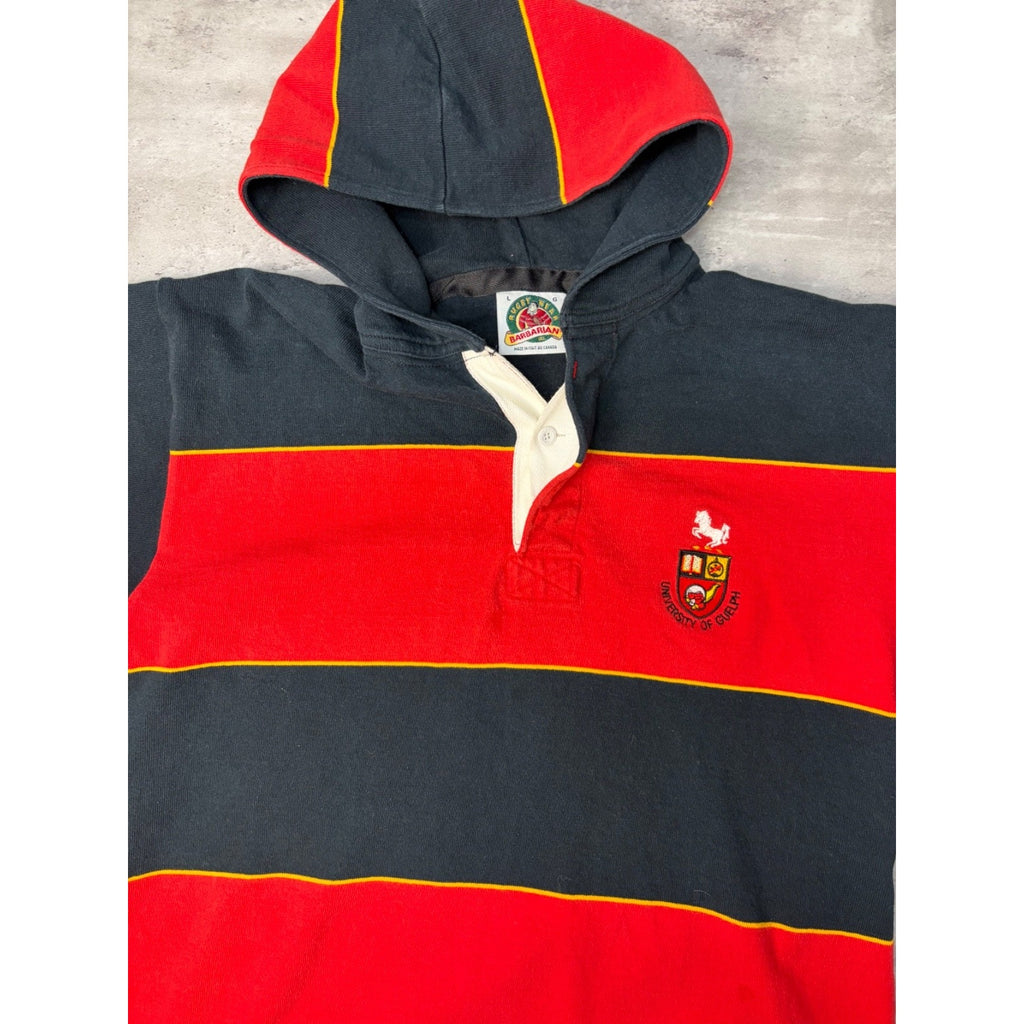 Vintage 90s University Of Guelph Embroidered Crest Hooded Sweatshirt Size Large