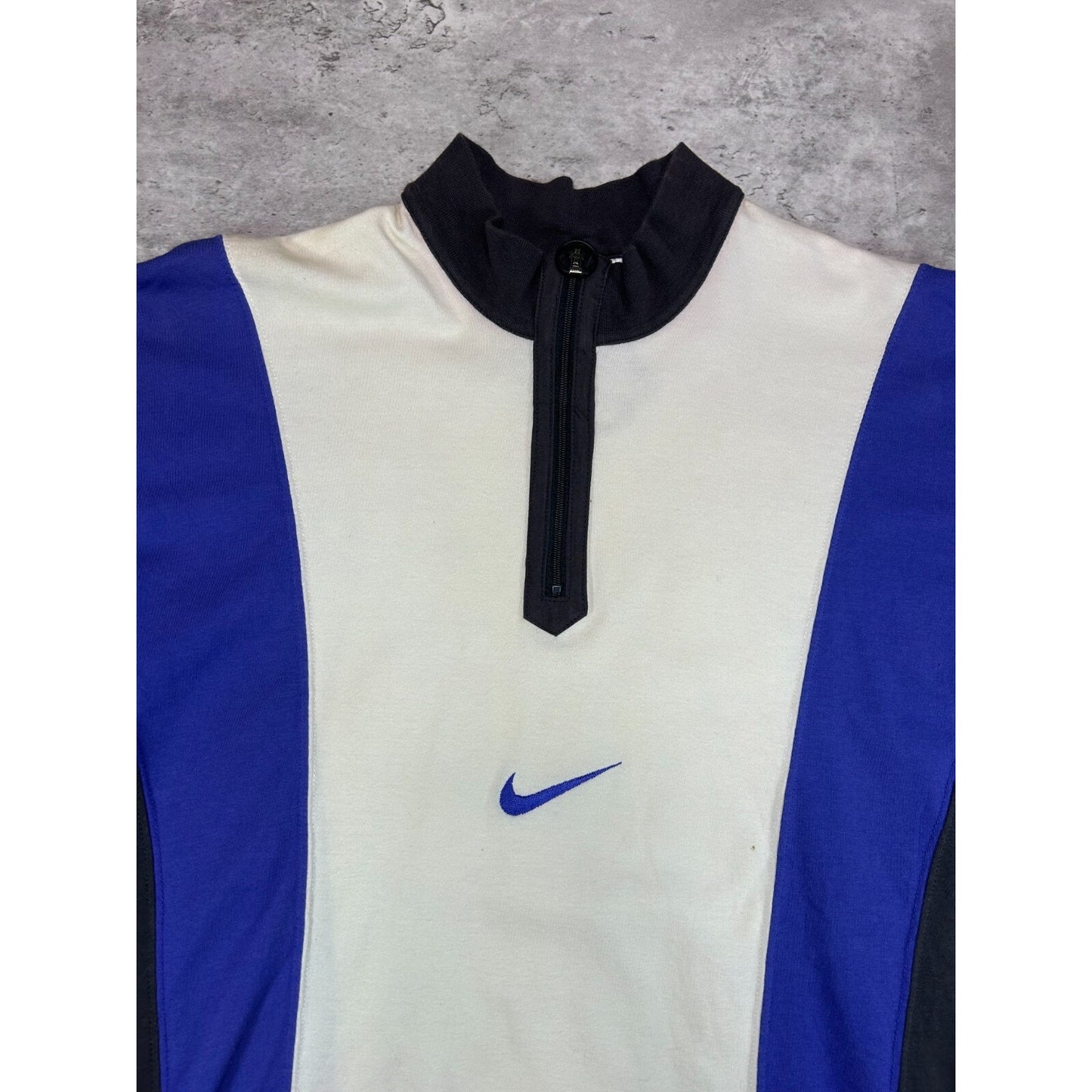Vintage 90s Nike Embroidered Swoosh 1/4 Zip Jersey Style T-Shirt Size Small