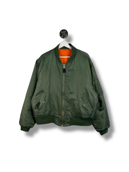 Vintage 90s MA-1 Military Nylon Reversible Flight Bomber Jacket Size XL