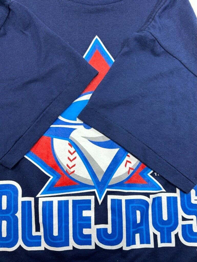 Vintage 90s Toronto Blue Jays MLB Graphic Logo T-Shirt Size Medium Blue