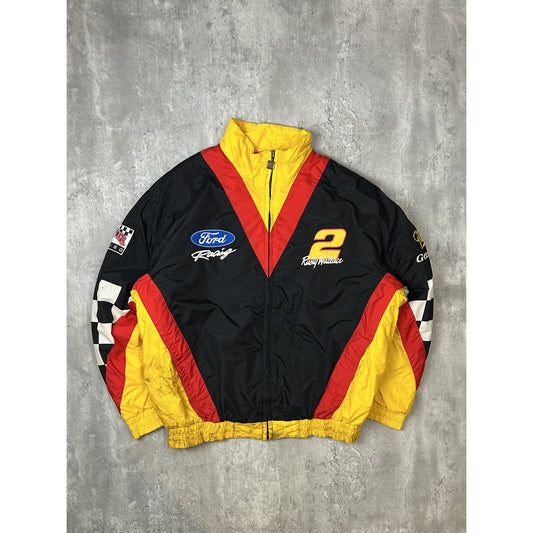 Vintage 90s Rusty Wallace #2 Nascar Embroidered Miller Racing Jacket Size Medium