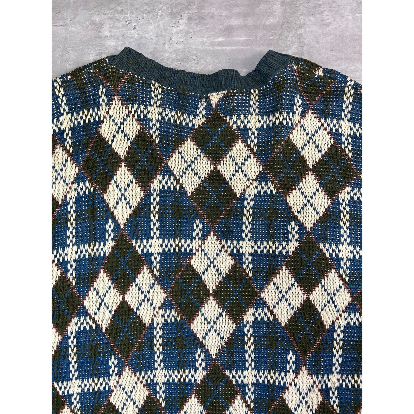 Vintage 90s Crossings Argyle Print Pullover Knit Sweater Size Large