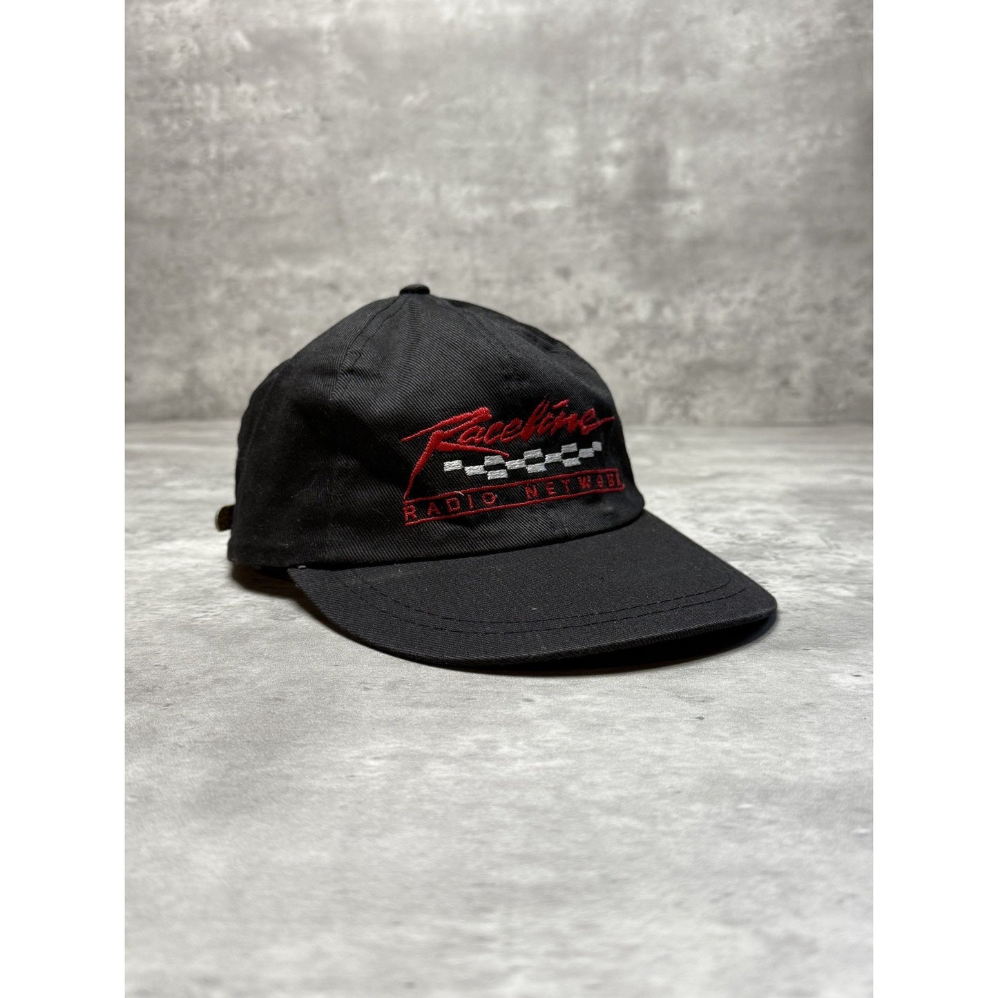 Vintage 90s Raceline Radio Network Embroidred Spellout Strapback Hat OSFA