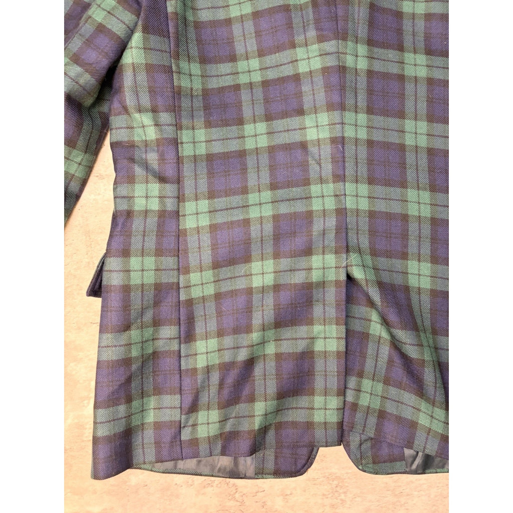 Vintage 1990s Tommy Hilfiger Green / Blue Plaid Print Blazer Jacket Size 18 Reg