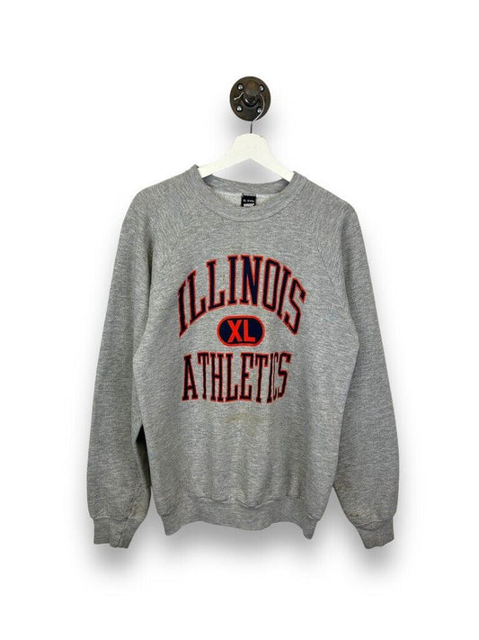 Vintage 80s Illinois Illini NCAA Arc Spell Out Collegiate Sweatshirt Size XL