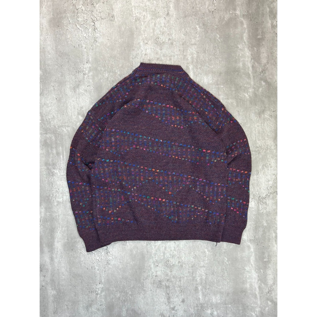 Vintage 90s Slanted Striped Tonal Pullover Knit Sweater Size Large