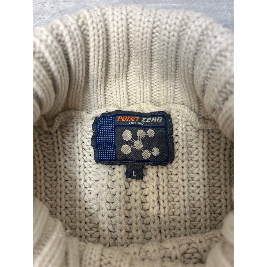 Vintage Y2K Point Zero Cable Knit Pullover Turtle Neck Sweater Size Large