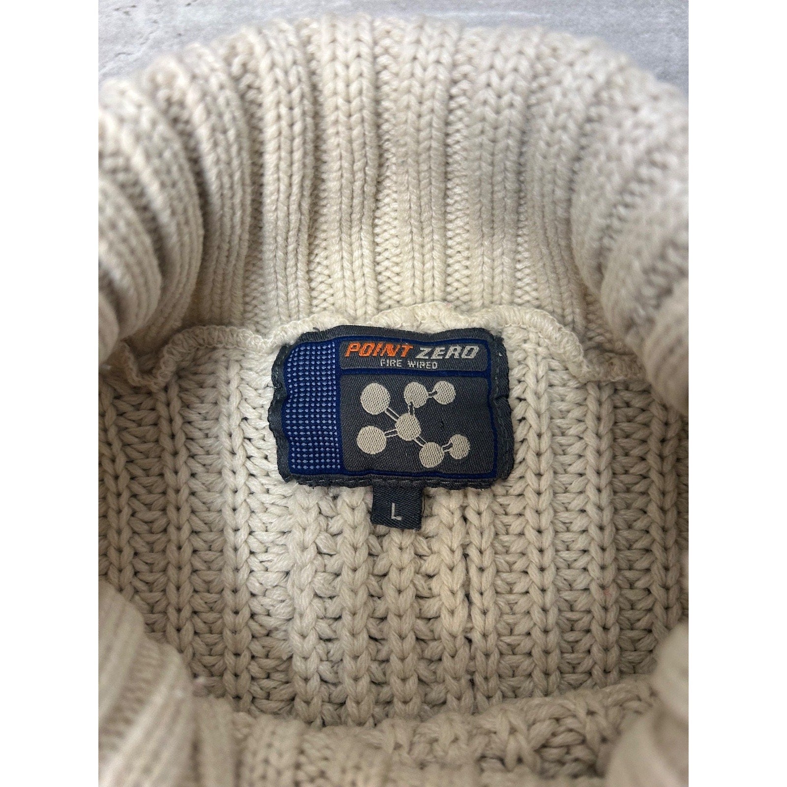 Vintage Y2K Point Zero Cable Knit Pullover Turtle Neck Sweater Size Large