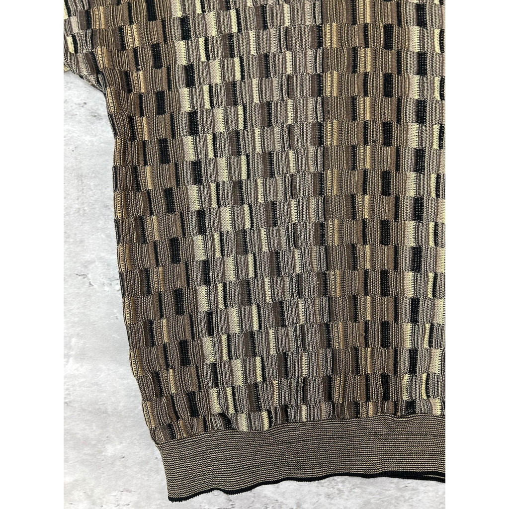 Vintage 90s Tundra 3D Checkered Print Pullover Lightweight Knit Sweater Sz Large