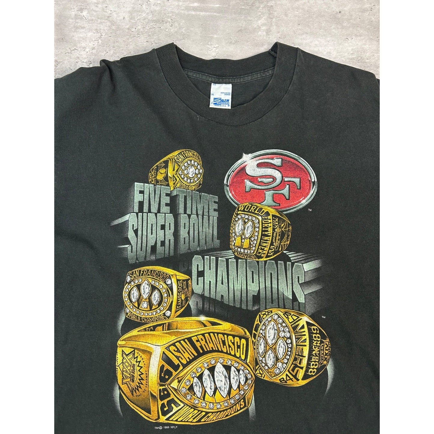 Vintage 1995 San Fransisco 49ers NFL 5x Super Bowl Champs T-Shirt Size XL