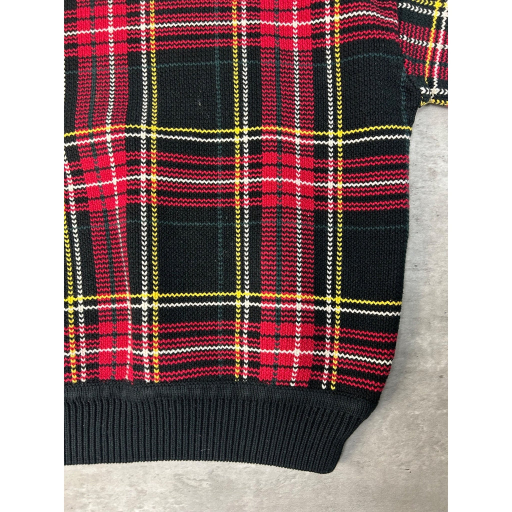 Vintage 90s Plaid Print Pullover Ribbed Knit Sweater Size Large