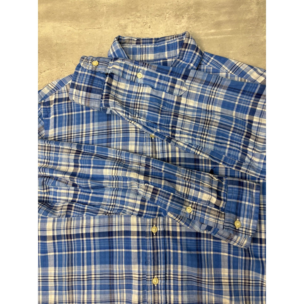 Vintage Polo Ralph Lauren Embroidered Pony Cropped Button Up Shirt Size Large