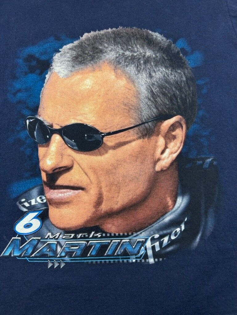 Vintage Mark Martin #6 Nascar Racing Big Face Graphic T-Shirt Size Large