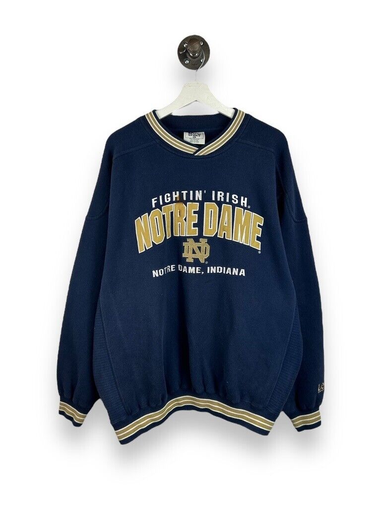 Vintage Notre Dame Fighting Irish NCAA Embroidered Sweatshirt Size XL Blue