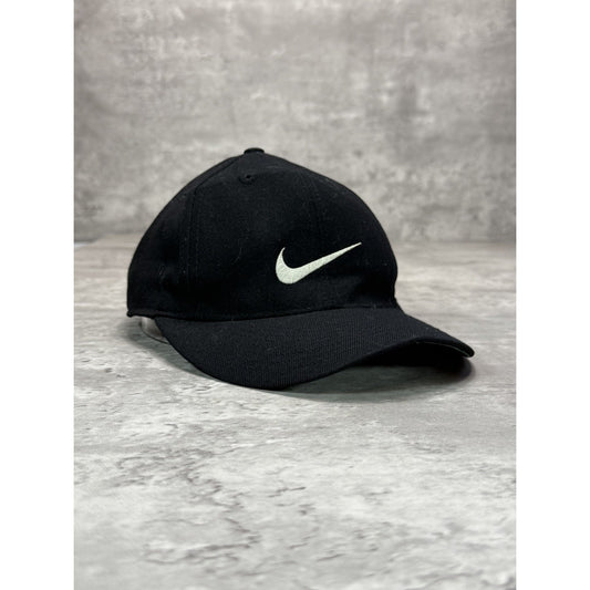 Vintage 90s Nike Embroidered Swoosh Fitted Hat Size 7 1/4 Black