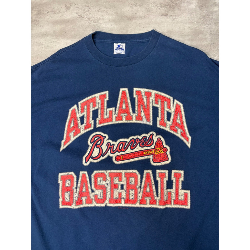 Vintage 1996 Atlanta Braves MLB Starter Spellout Baseball T-Shirt Size 2XL