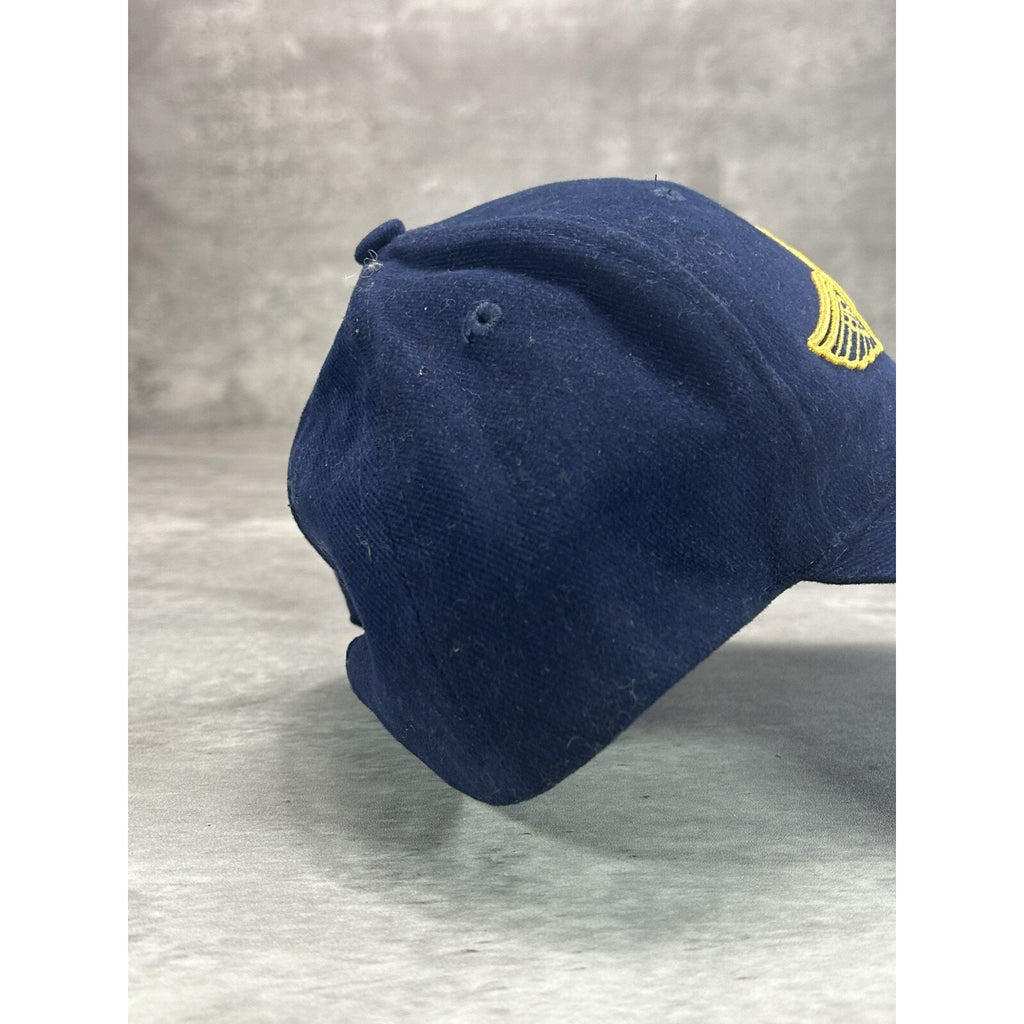 Vintage Breitling Watches Embroidered Logo Spellout Snapback Hat OSFA Blue