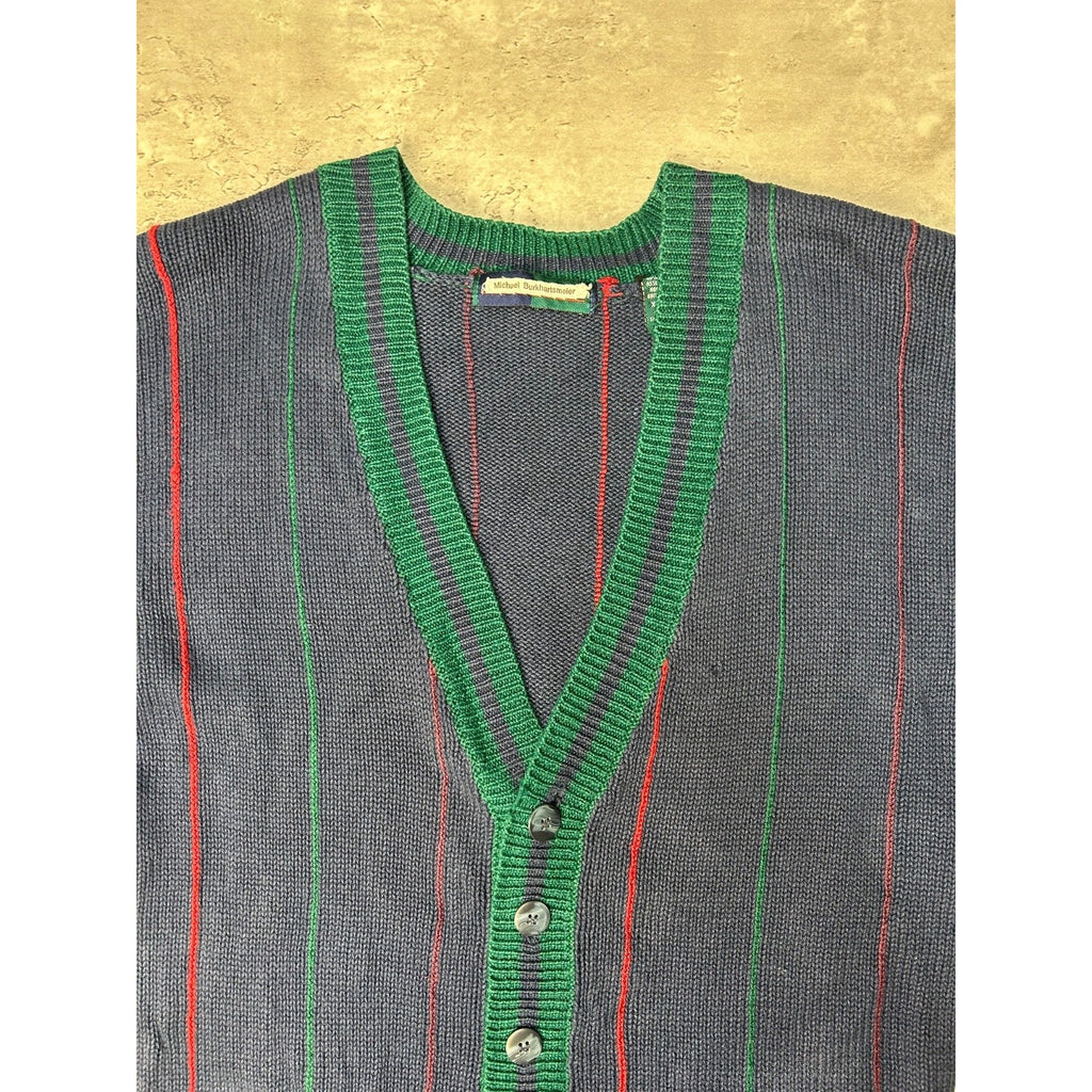 Vintage 80s/90s Striped Button Down Knit Cardigan Sweater Size YOUTH XL