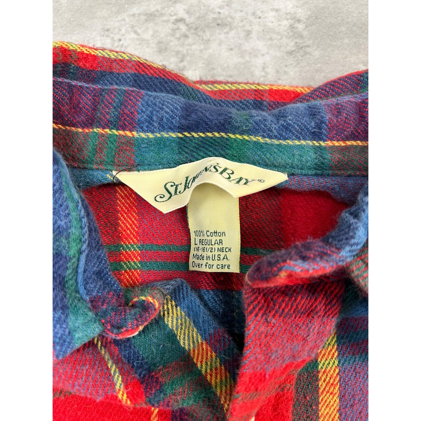 VTG 90s St Johns Bay Plaid Double Pocket Long Sleeve Button Up Shirt Sz Large