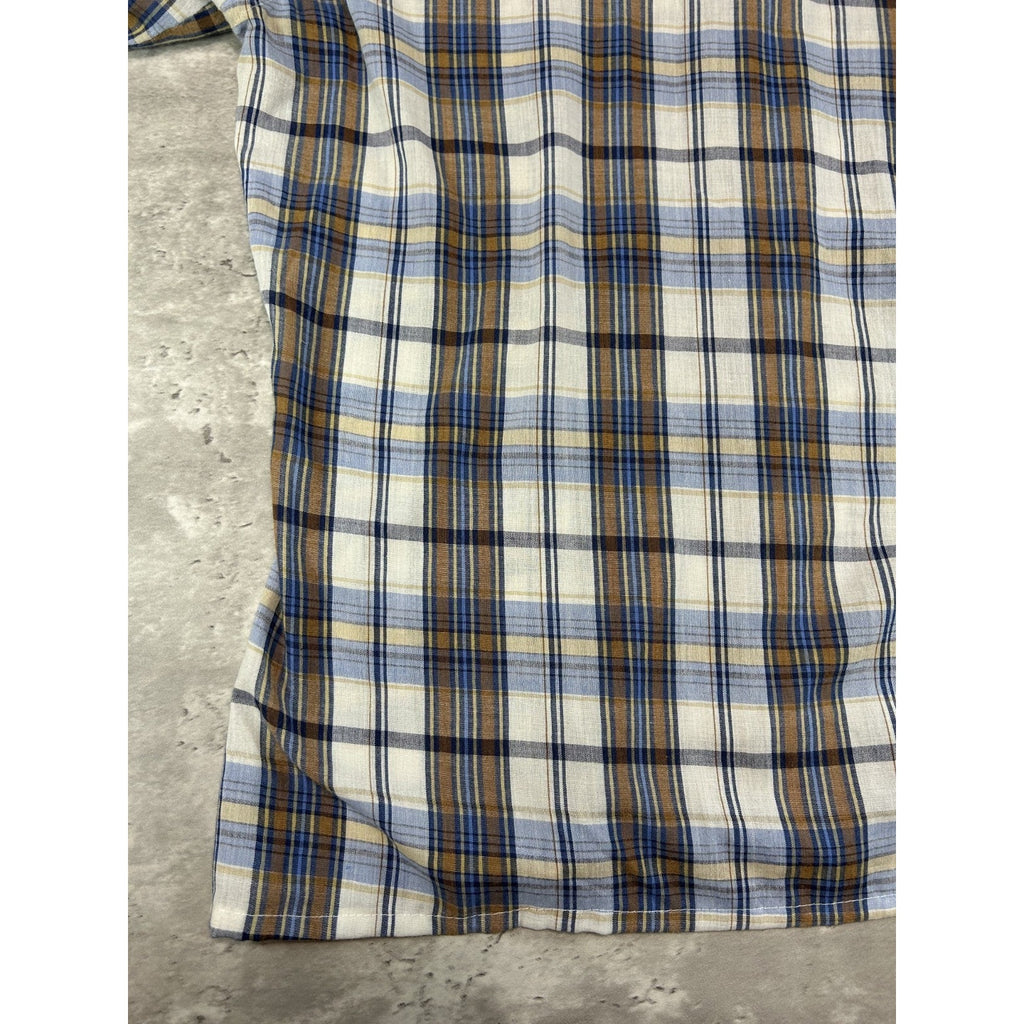 Vintage 1970s/80s JCPenny Plaid Print Reworked Cropped Button Up Shirt Sz Medium