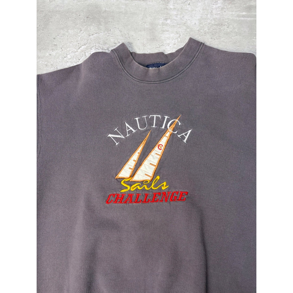 Vintage Nautica Sails Embroidered Spellout Graphic Crewneck Sweatshirt Size XL