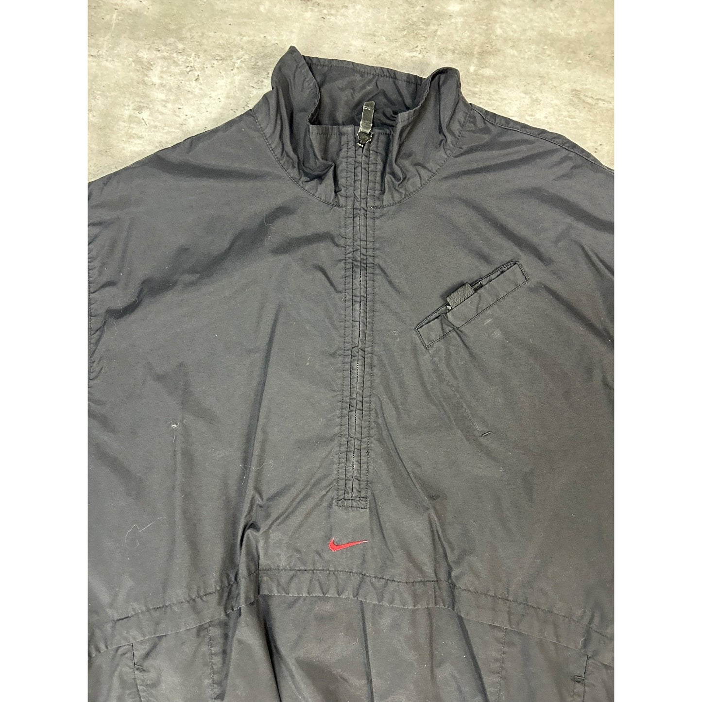 Vintage Nike Embroidered Middle Swoosh Windbreaker Jacket Size Medium Black