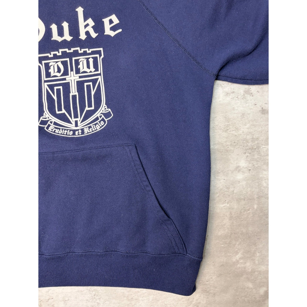 80s/90s Duke University Collegiate Crest Graphic Hooded Sweatshirt Size Large