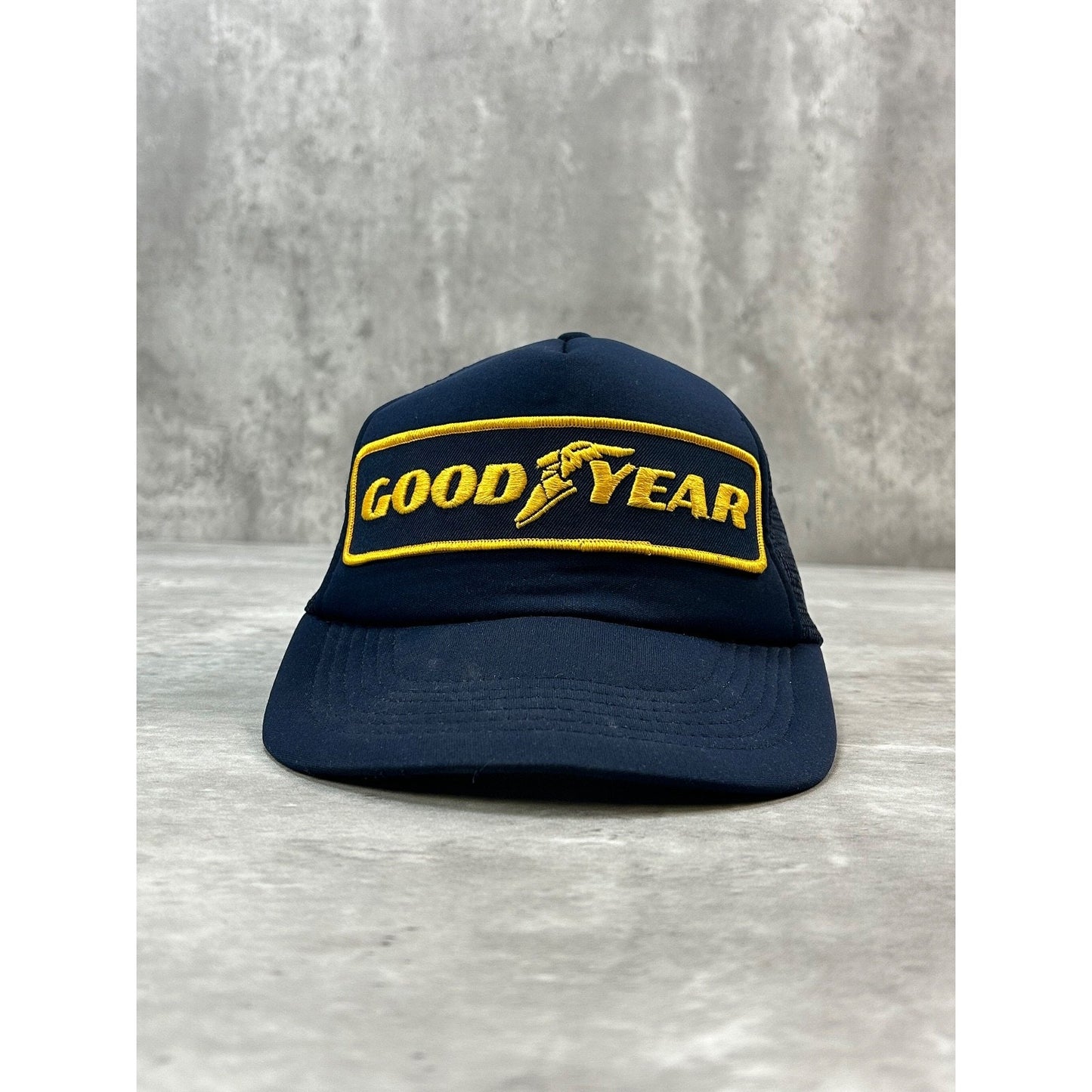 Vintage 80s/90s Goodyear Embroidered Patch Trucker Snapback Hat OSFA