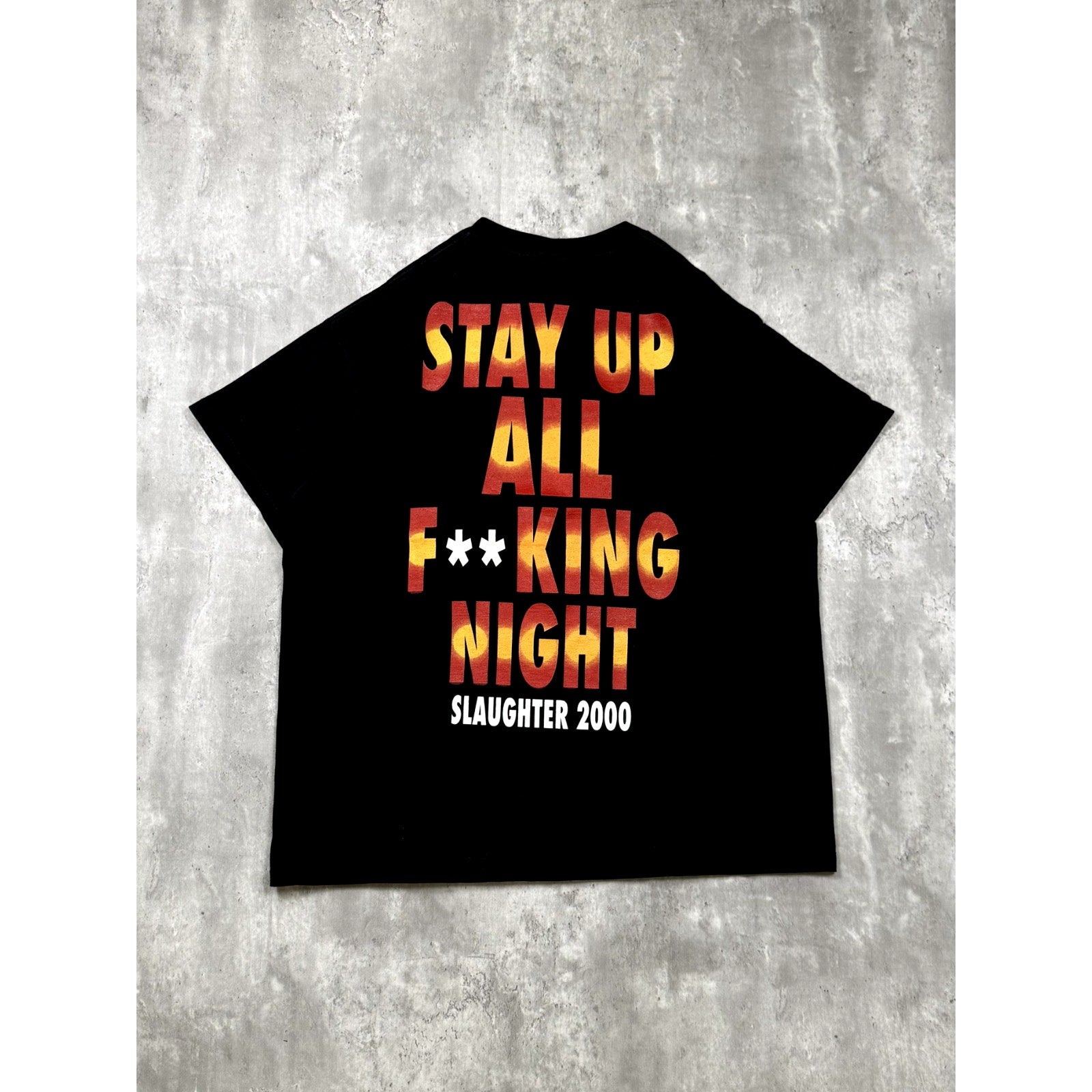 2000 Slaughter Stay Up All F**king Night Glam Metal Graphic T-Shirt Size XL