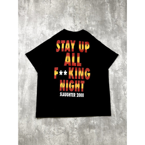 2000 Slaughter Stay Up All F**king Night Glam Metal Graphic T-Shirt Size XL