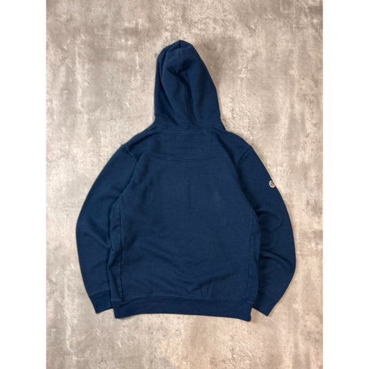 Patagonia Graphic Spellout Pullover Hooded Sweatshirt Size Medium Navy Blue
