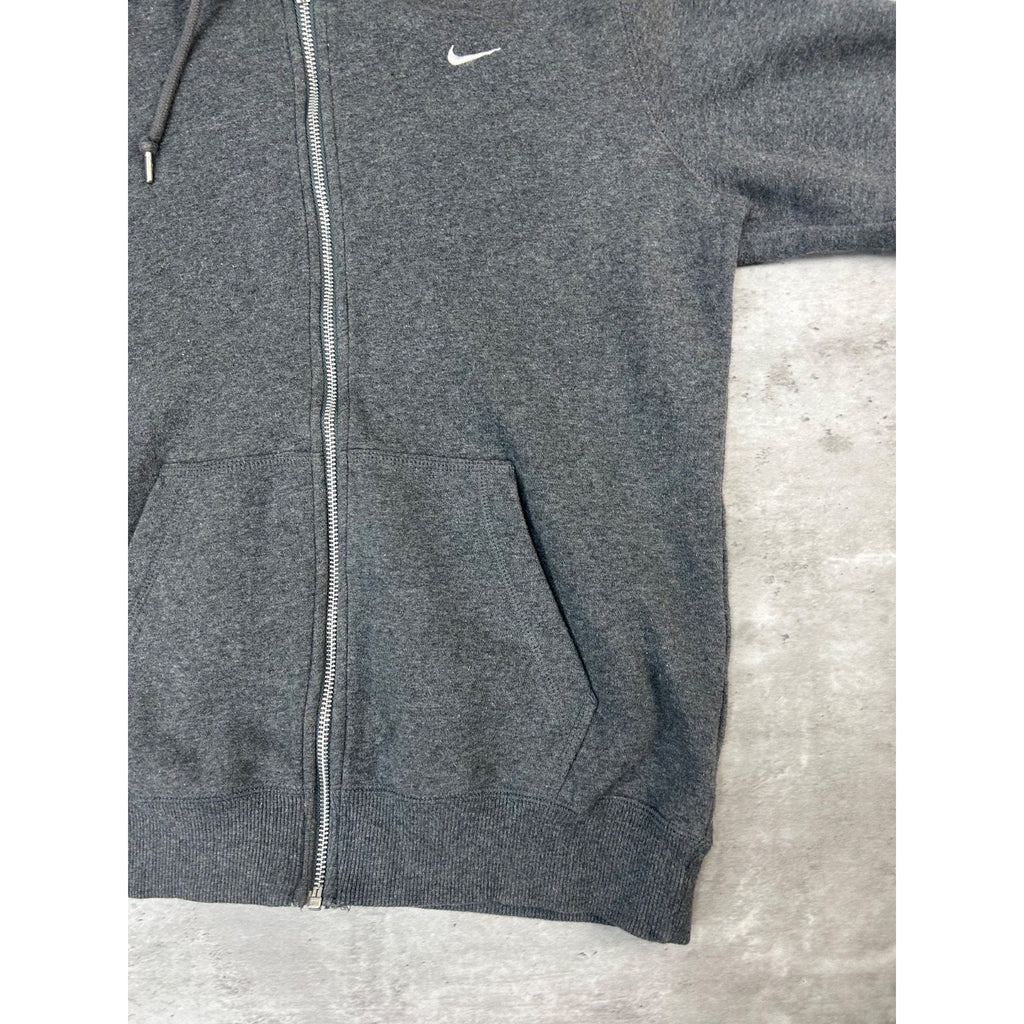 Nike Embroidered Swoosh Full Zip Hooded Gray Sweatshirt Size YOUTH Medium