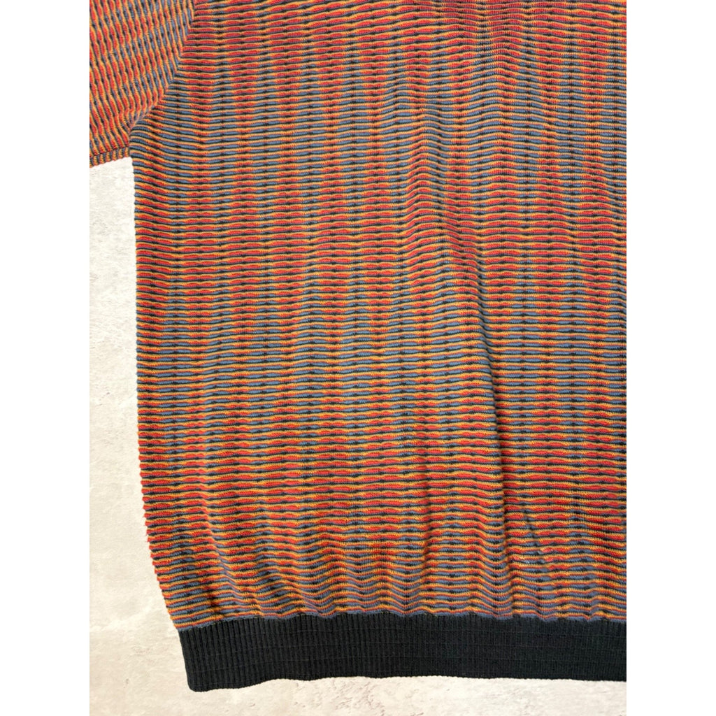 Vintage 90s Tosani Ripple Stripe Print Knit Cardigan Sweater Size Large