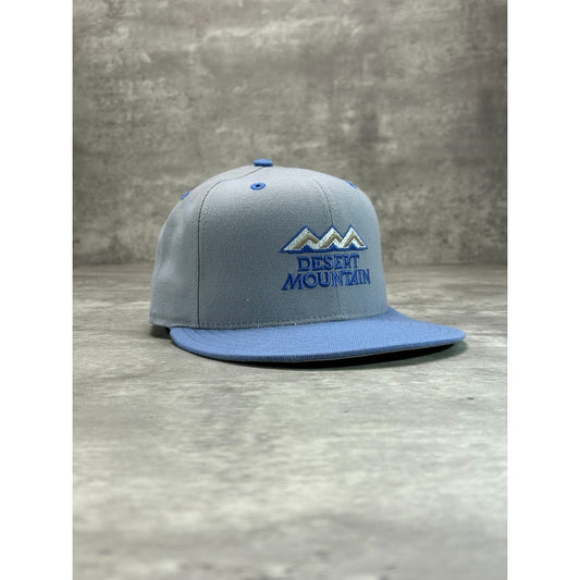 Vintage 90s Desert Storm Embroidered Spellout Logo Fitted Hat Size 7 Blue