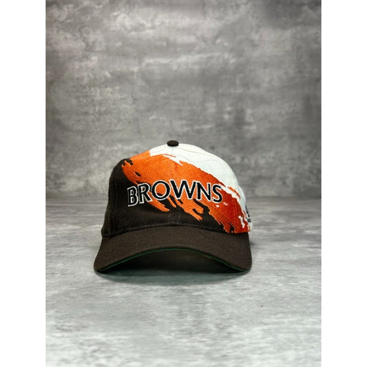 Vintage 90s Cleveland Browns NFL Logo Athletics Splash Snapback Hat OSFA