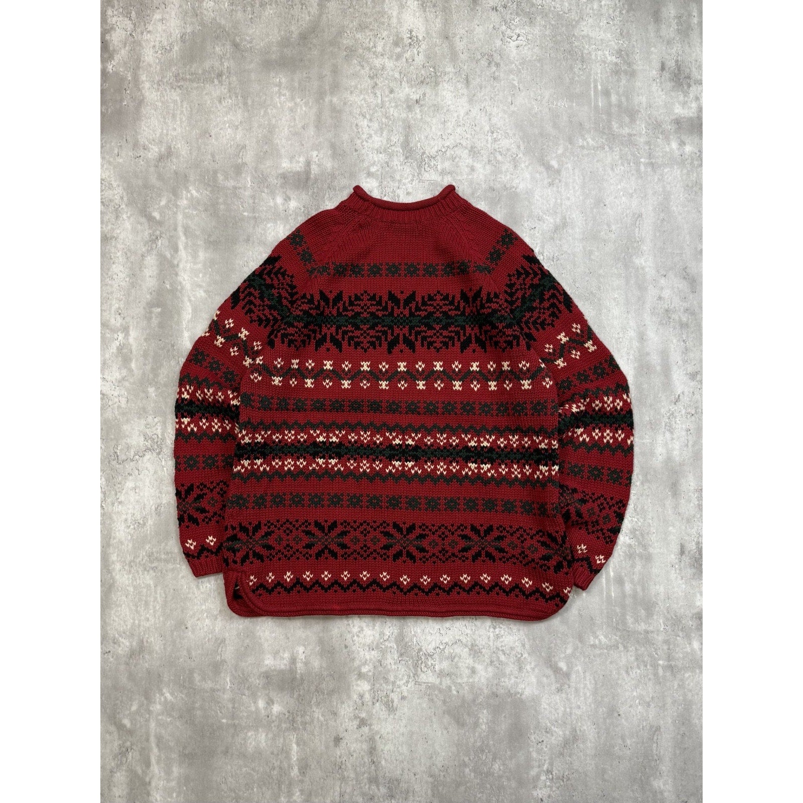 Vintage Eddie Bauer Snowflake Striped Pullover Knit Sweater Size Large