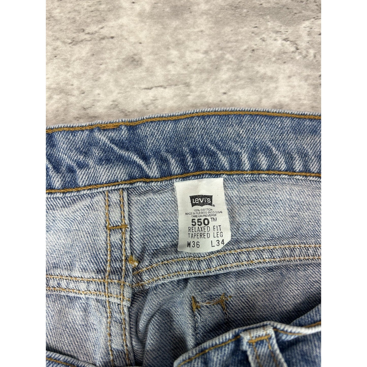 Vintage 90s Levis 550 Relaxed Fit Red Tab Light Wash Denim Pants Size 36