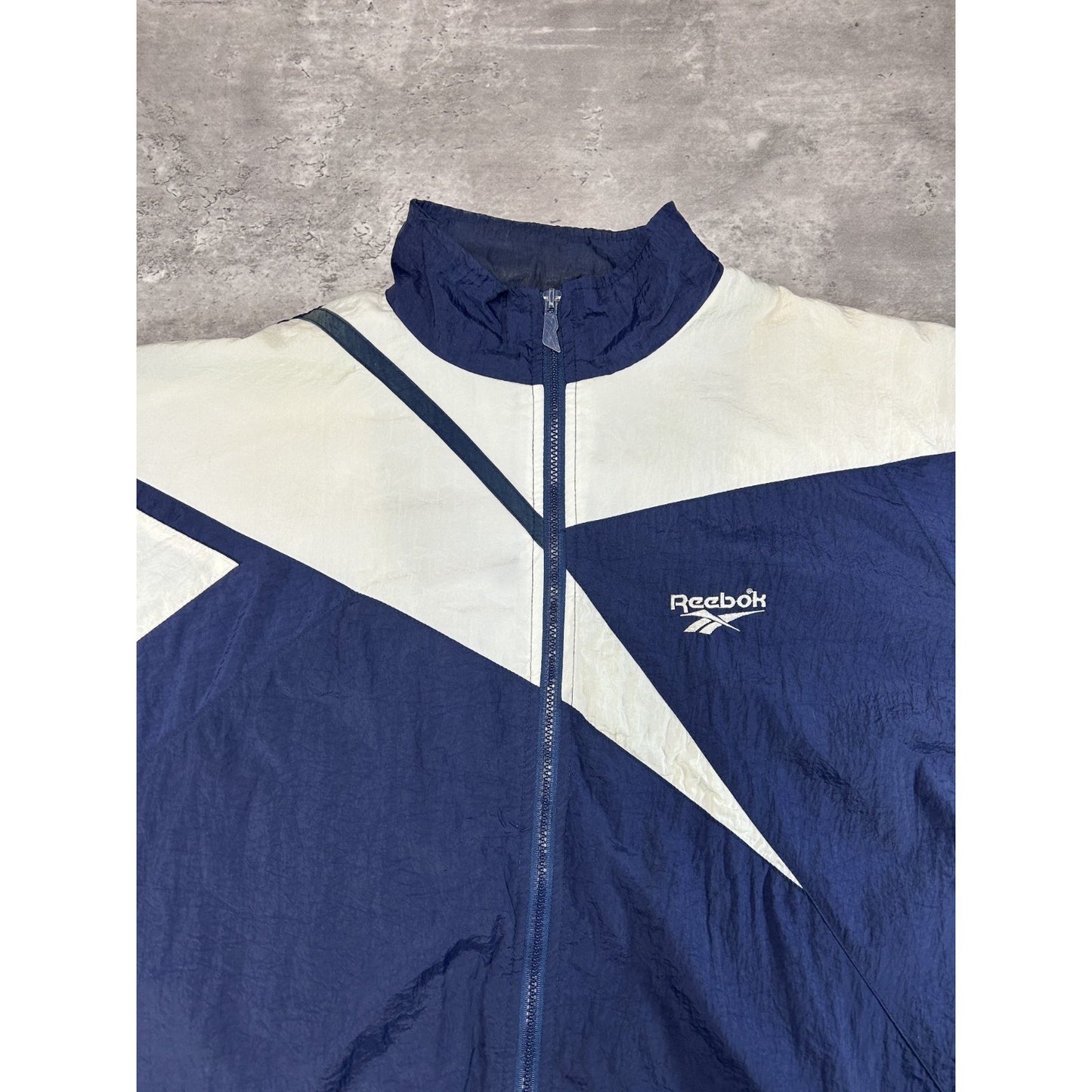 Vintage 90s Reebok Embroidered Logo Nylon Windbreaker Jacket Size Medium