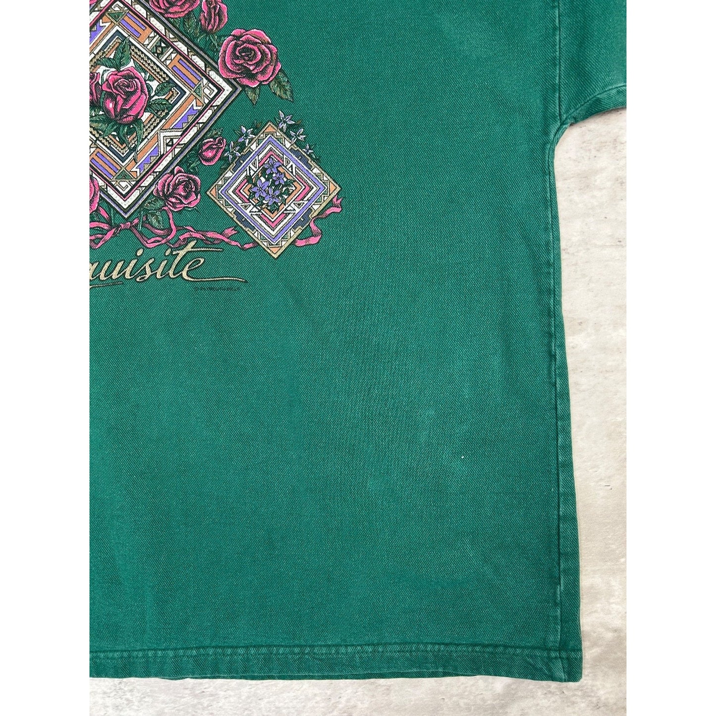 Vintage 90s Exquisite Rose Graphic Nature Crewneck Sweatshirt Size Medium