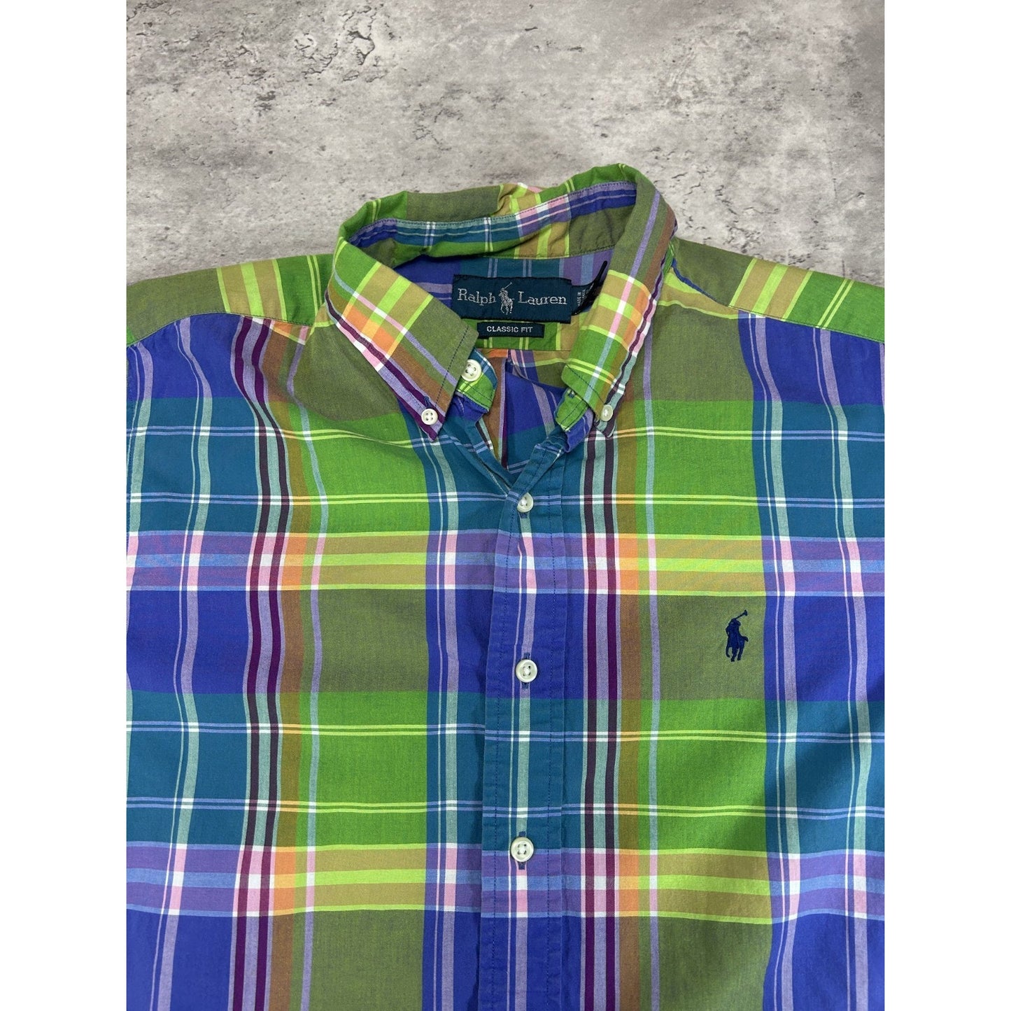 VTG Polo Ralph Lauren Plaid Short Sleeve Reworked Cropped Button Up Shirt Medium