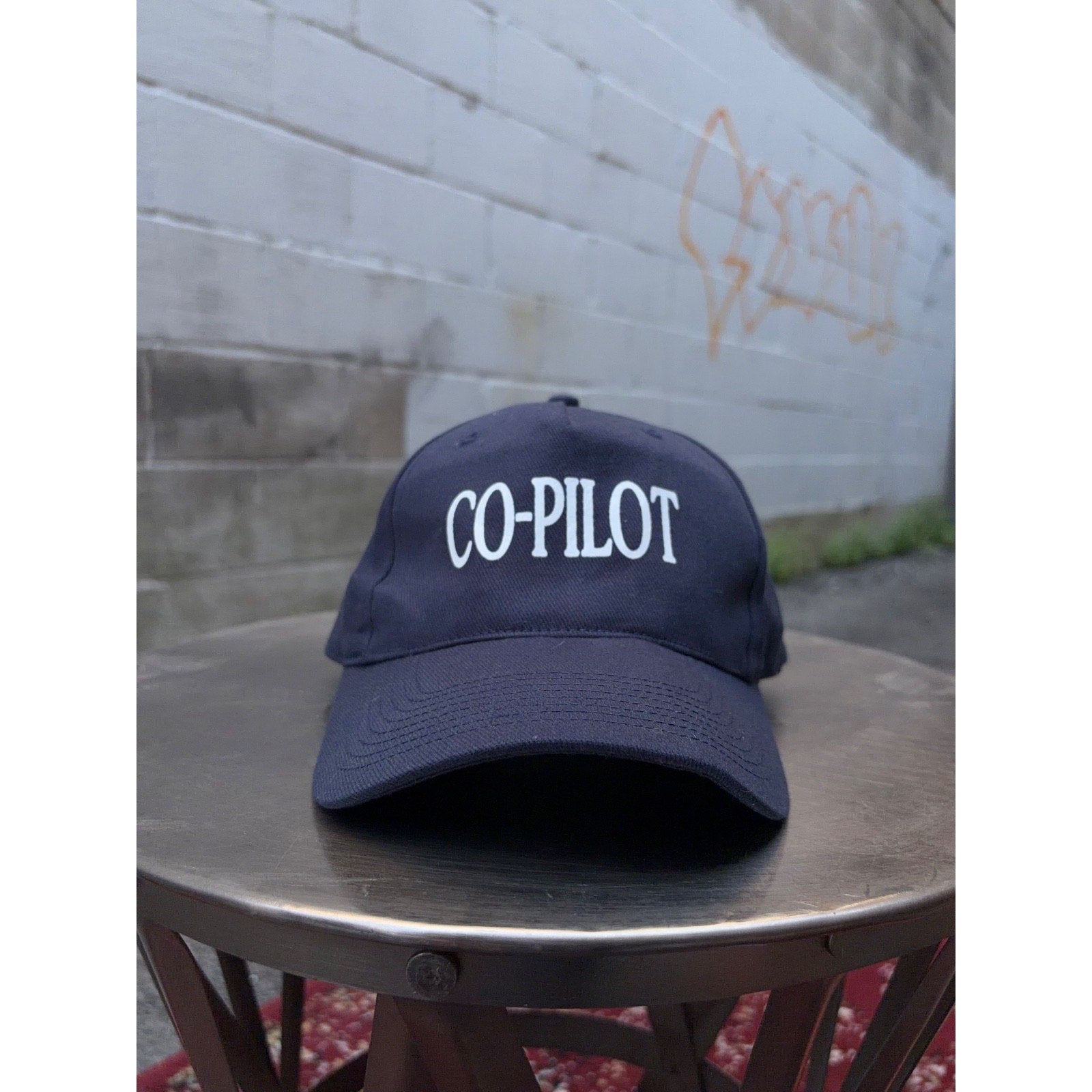 Vintage Co-Pilot Spellout Graphic Strapback Hat OSFA