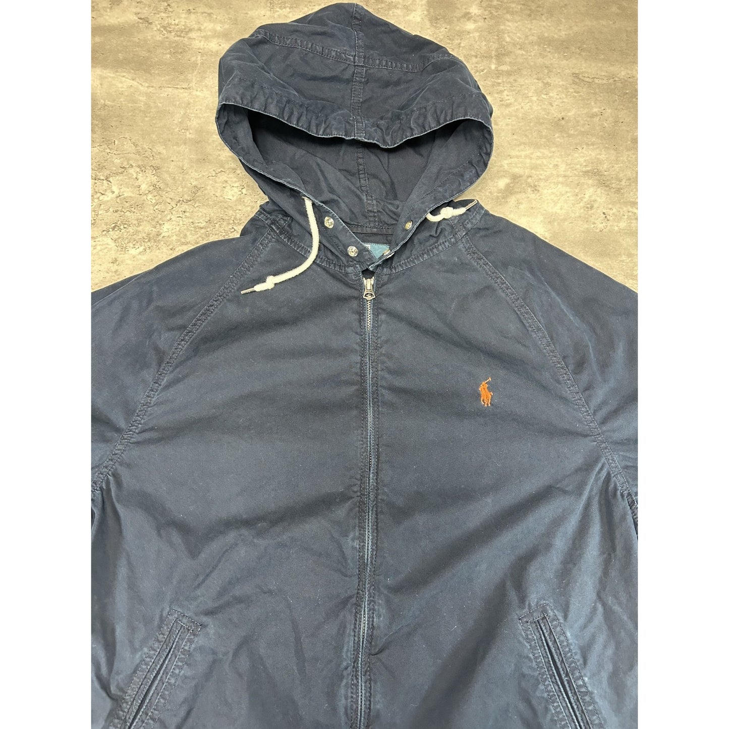 Vintage 90s Polo Ralph Lauren Embroidered Pony Full Zip Hooded Jacket Size XL