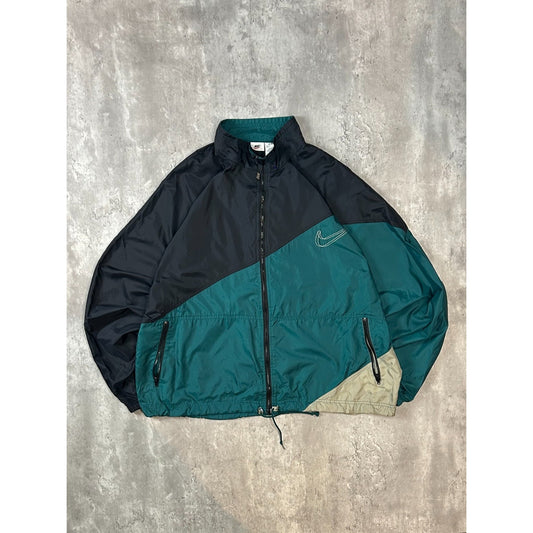 Vintage 90s Nike Embroidered 3D Swoosh Nylon Windbreaker Jacket Size 2XL