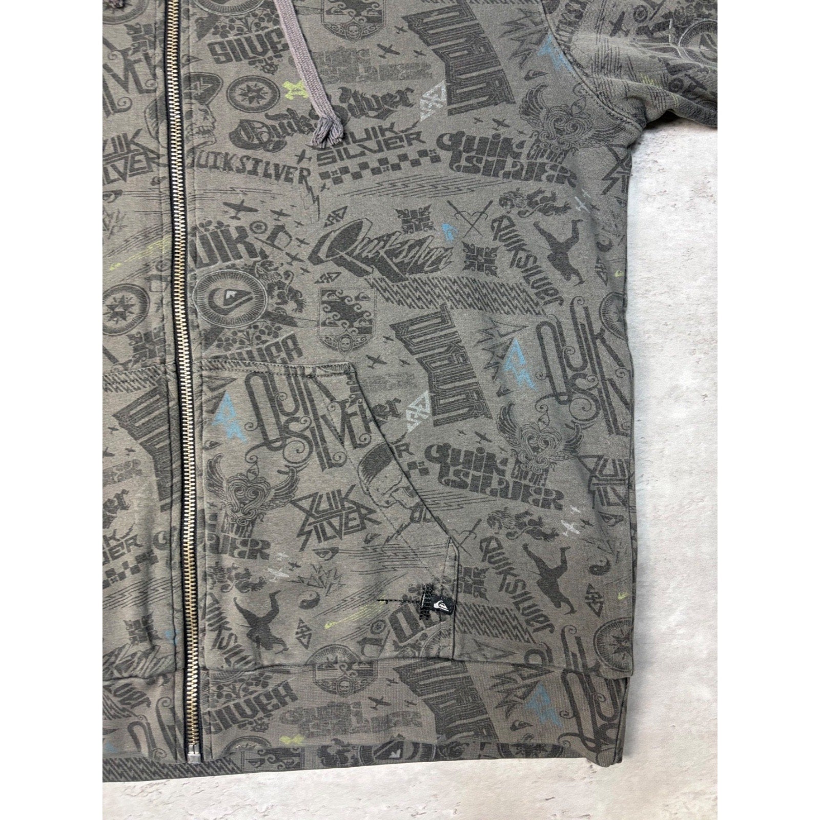 Vintage Y2K Quiksilver All Over Print Full Zip Hooded Sweatshirt Size XL
